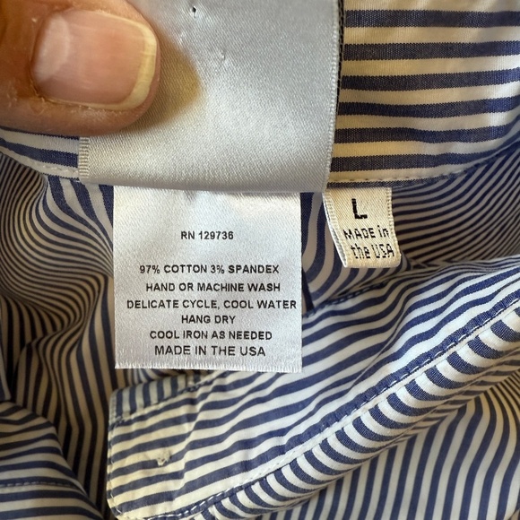 FINLEY STRIPED TIE WAIST COTTON BLEND MIDI SHIRTDRESS COASTAL NAUTICAL A LINE LG - Picture 12 of 12